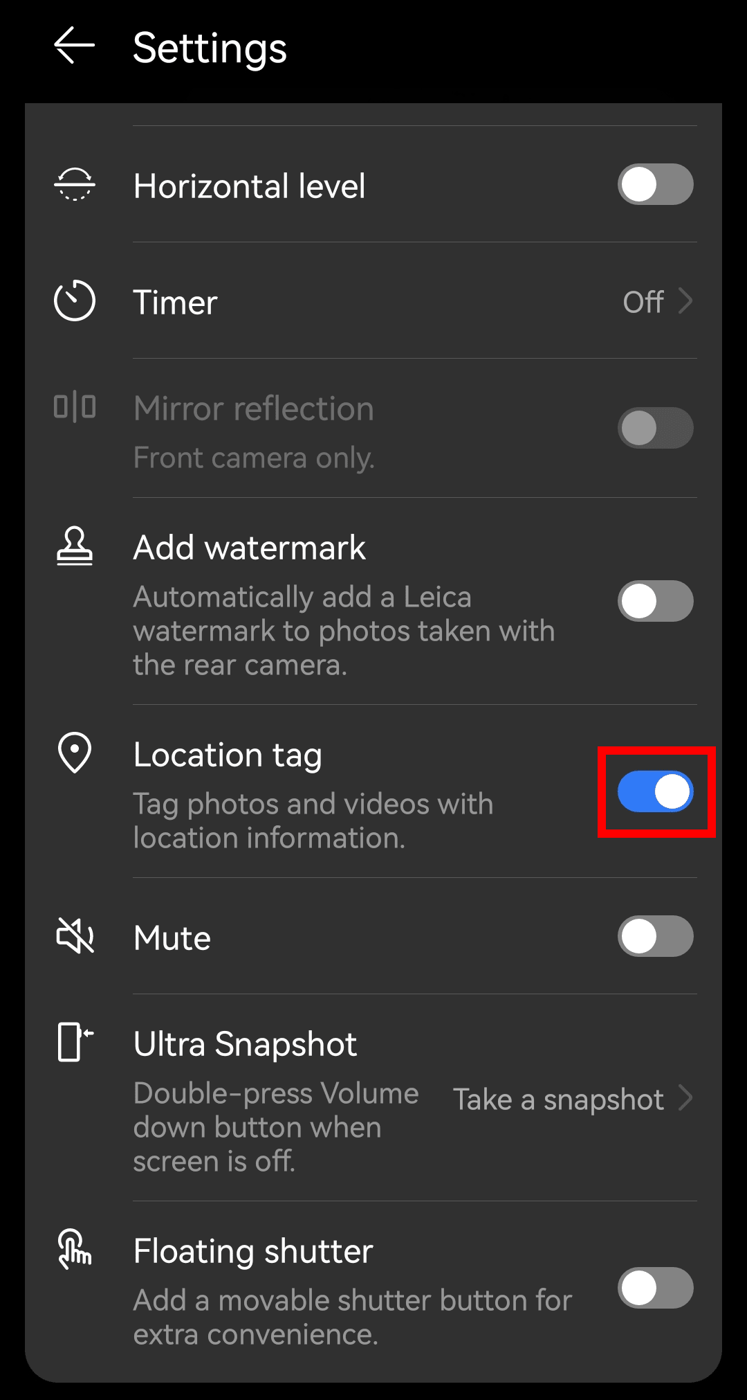 How to turn off camera location tagging on Android