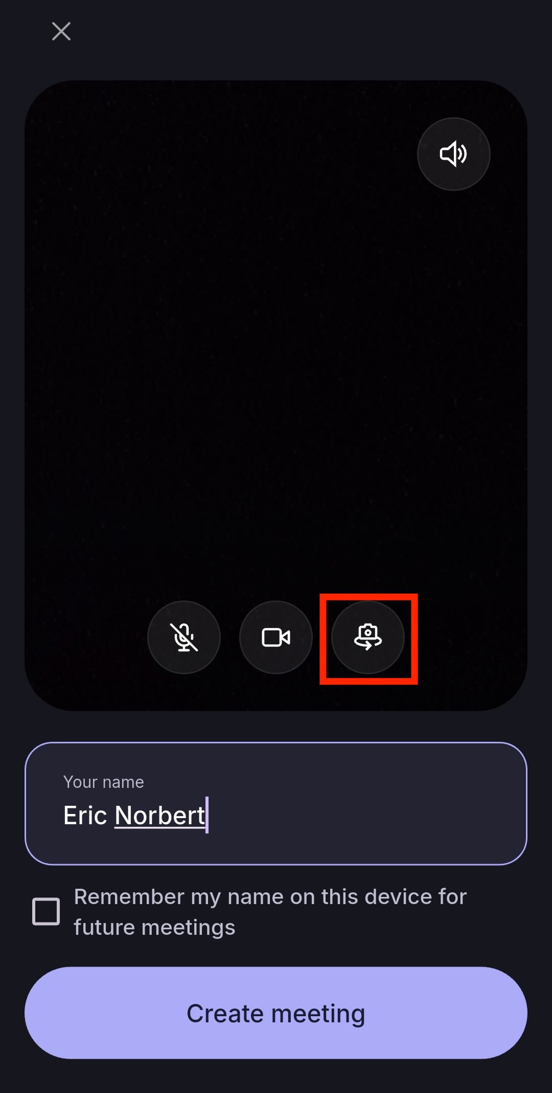 Change camera modes when using the Proton Meet mobile app