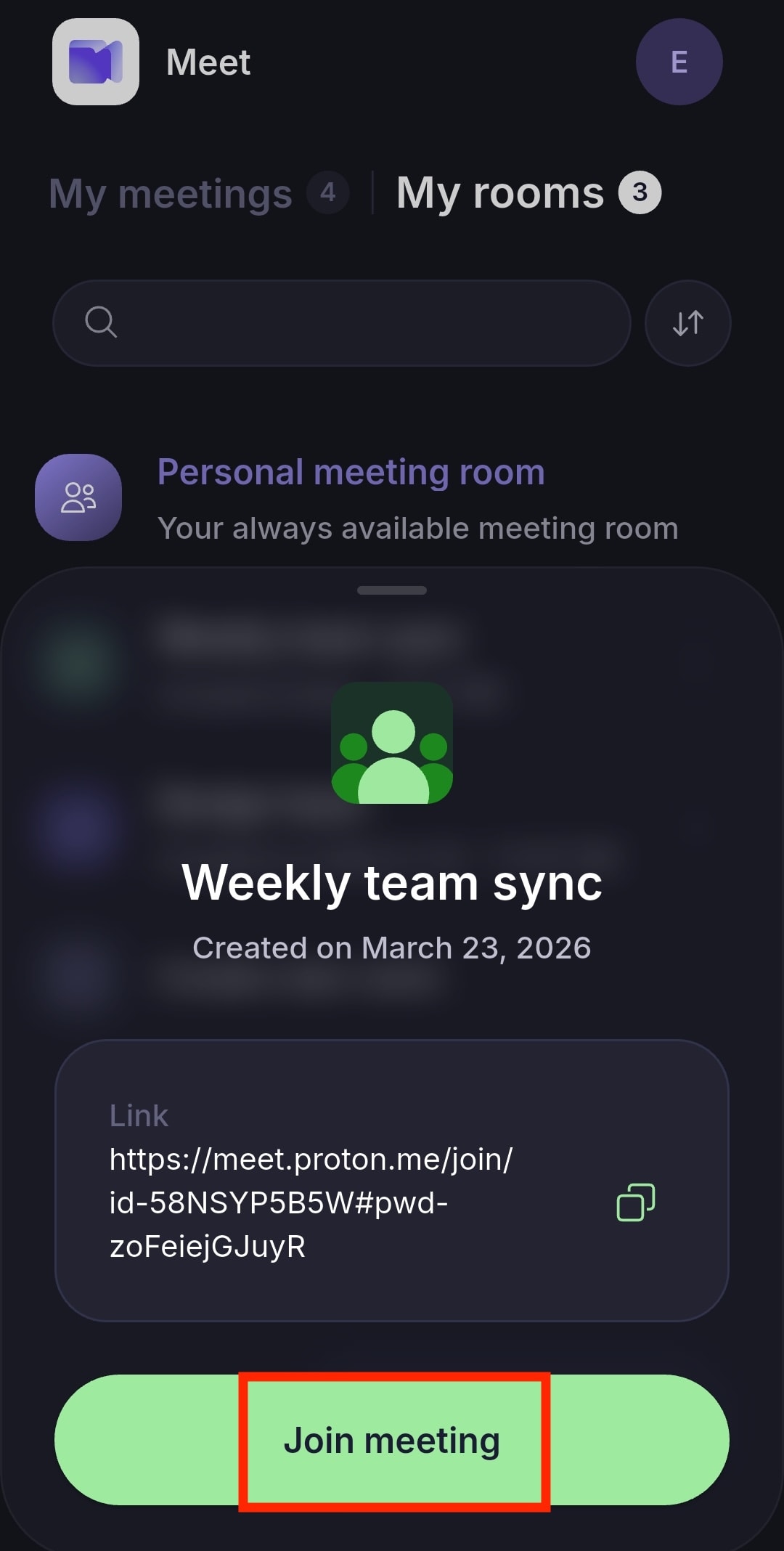 Join a meeting using the Proton Meet mobile app for Android and iOS