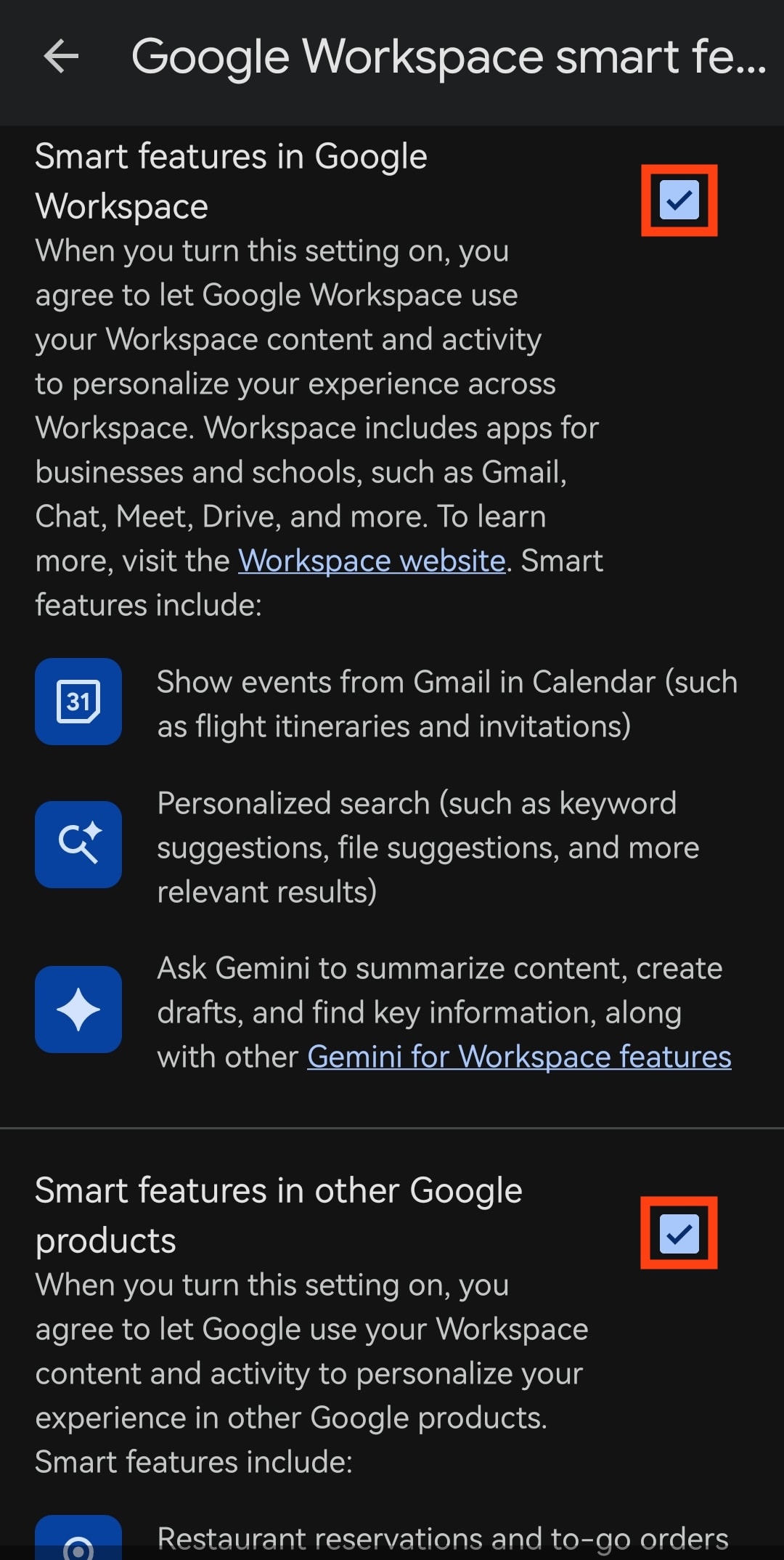 How to disable Smart features in Google Workspace and other Google products