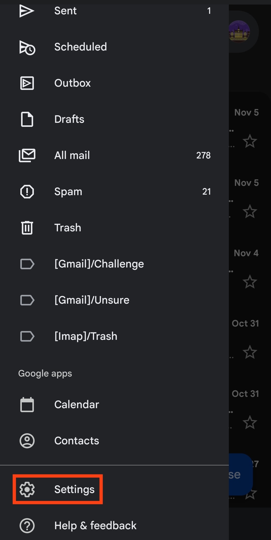 Como acessar as configurações do Gmail