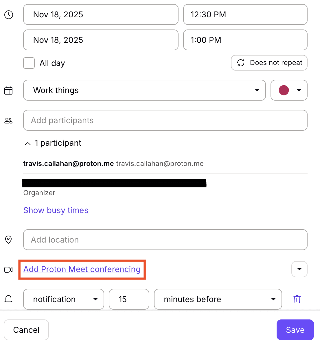 Add Proton Meet conferencing in Proton Calendar