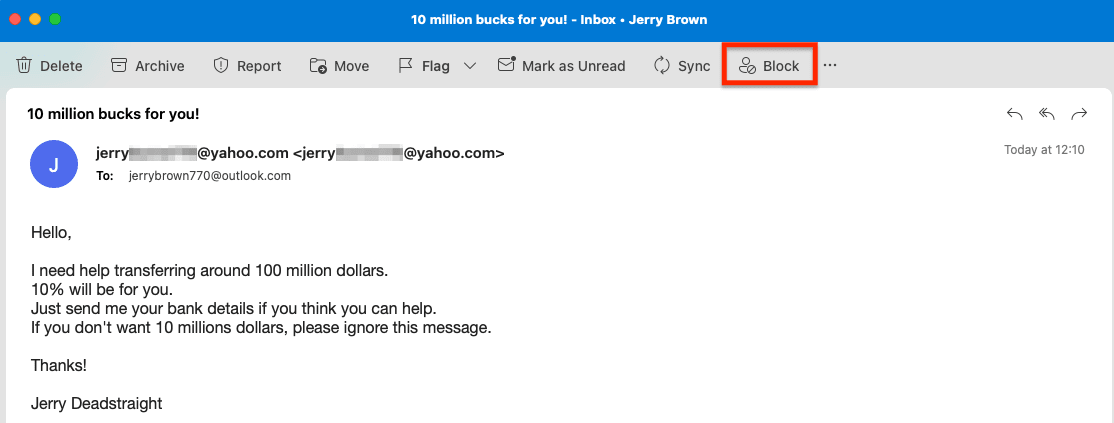 How to block emails on Yahoo