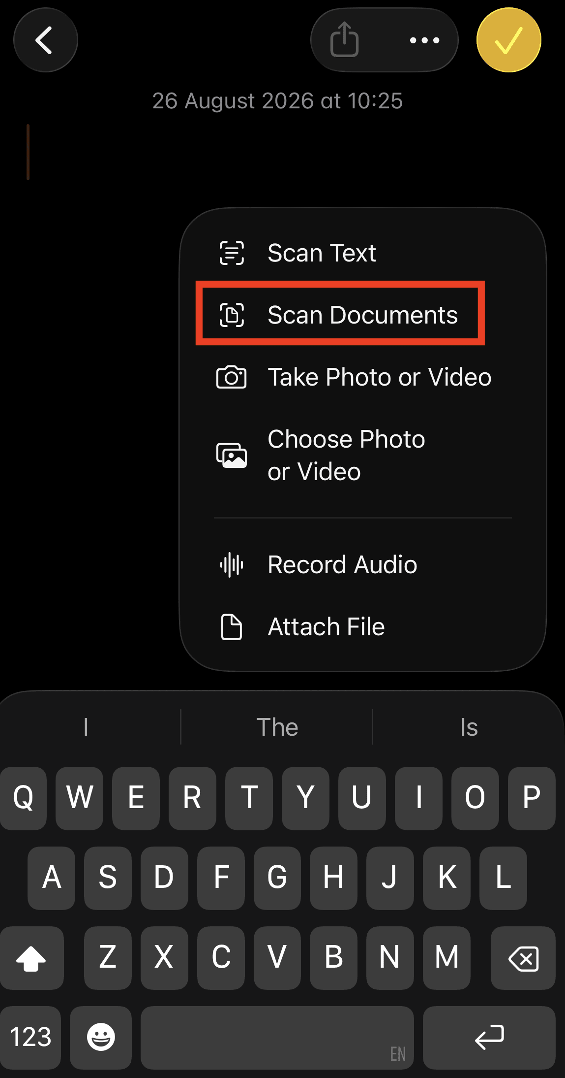 How to scan a document on iPhone using the Notes app