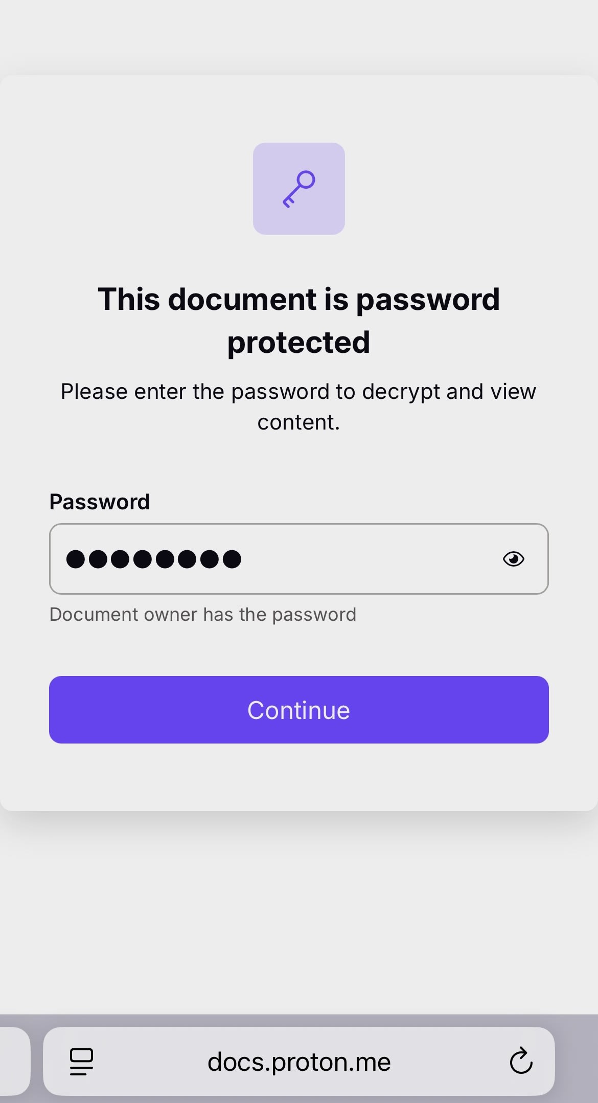 People you share the protected Proton Drive link with will have to enter the correct password