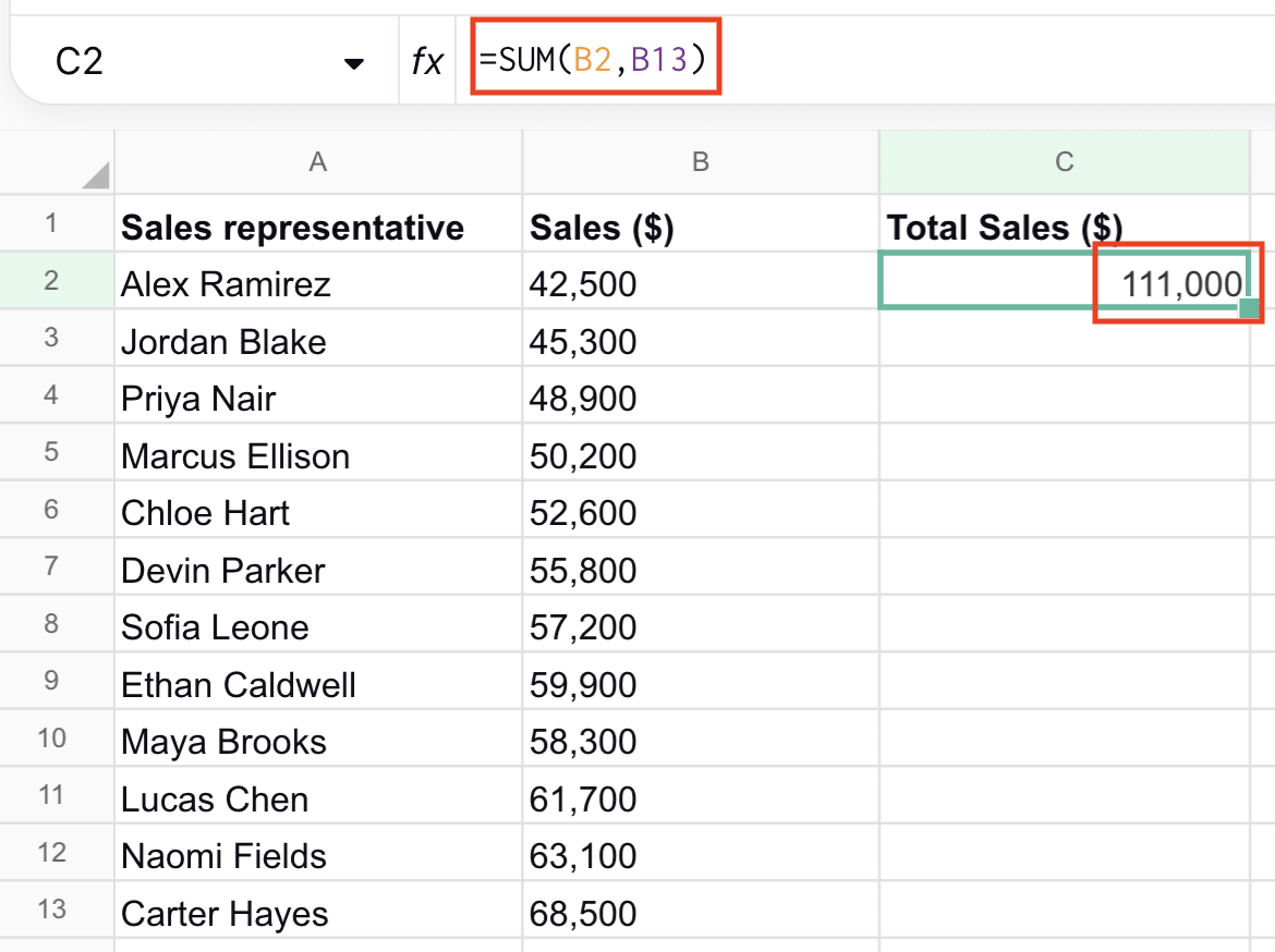 How to use formulas in Proton Sheets