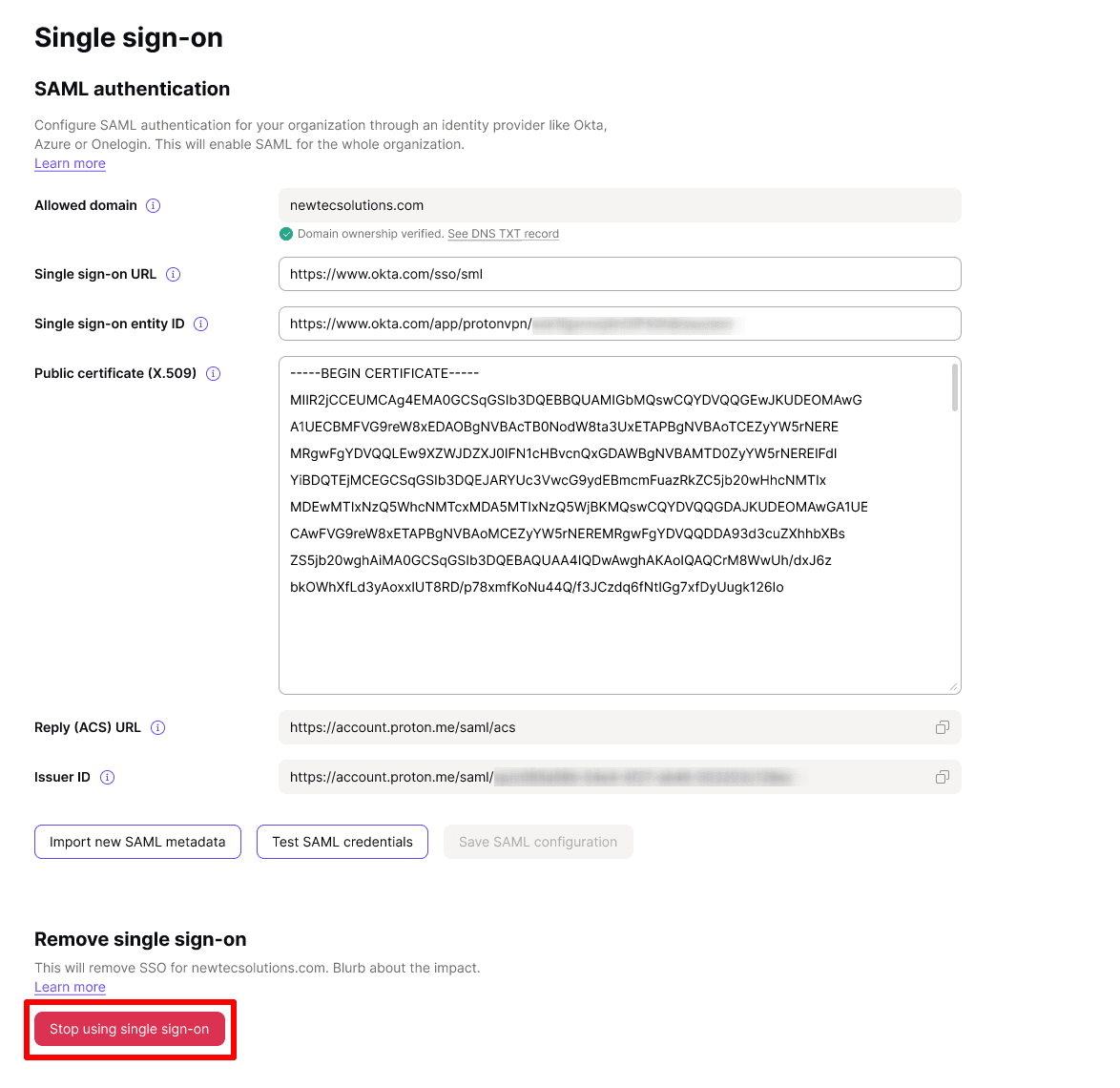 SSO details