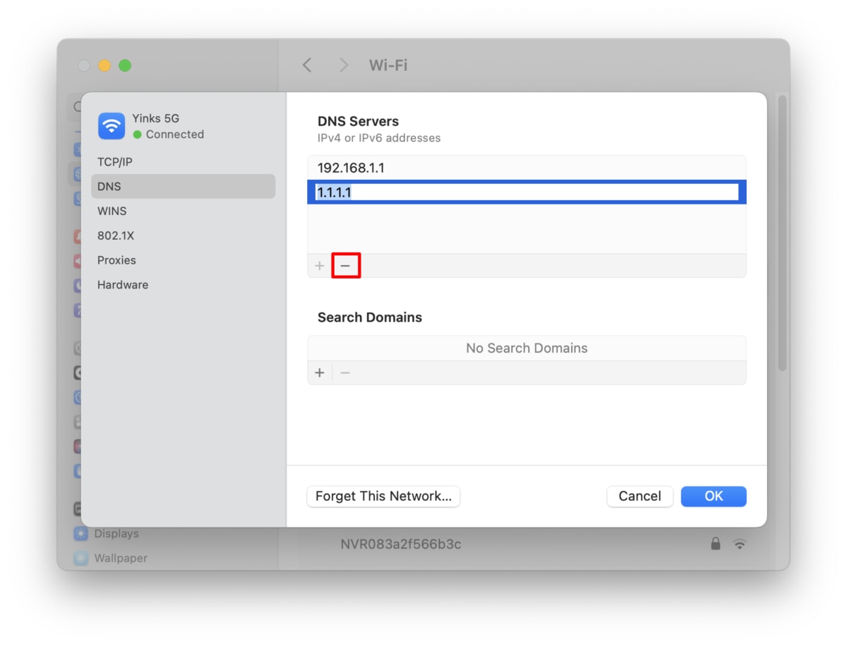 Remove third-party DNS severs on macOS