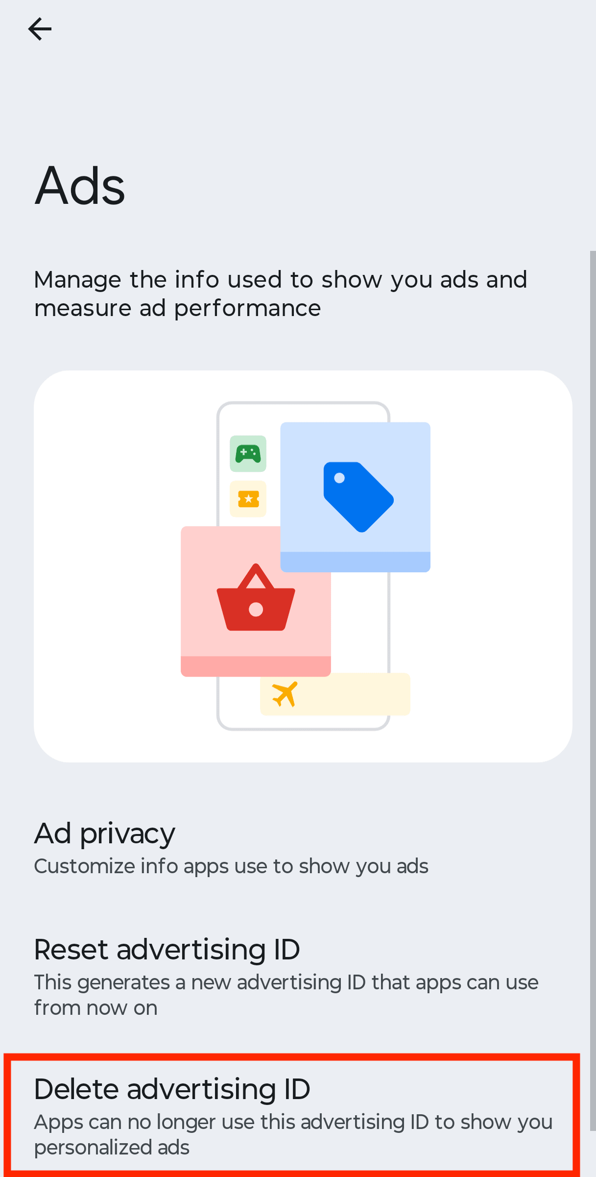 Android delete advertising ID