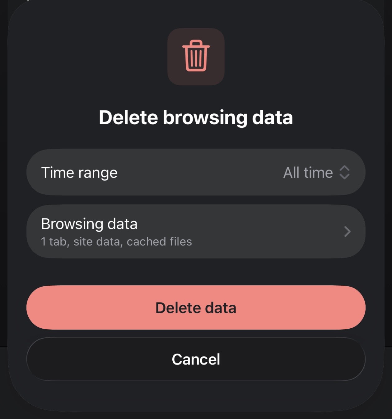 iPhone settings showing how to delete Chrome cache