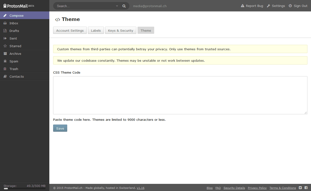 New Theme Settings