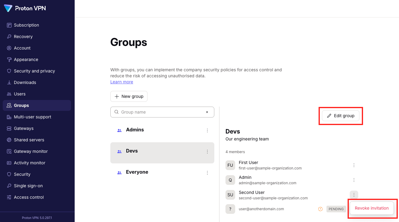 Manage groups 1