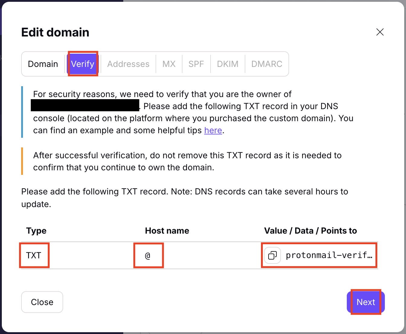 How to verify your custom domain in Proton Mail