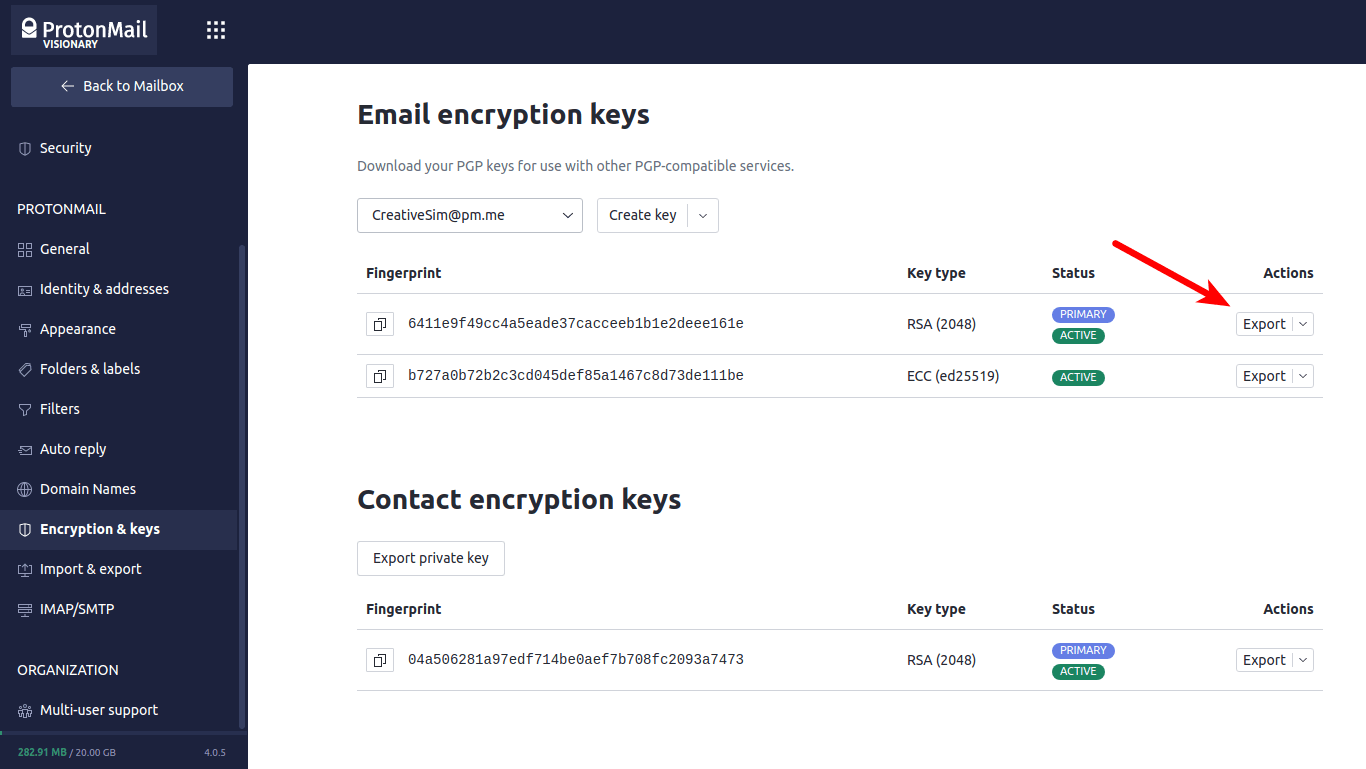 Export public RSA key