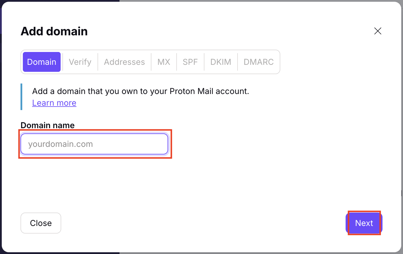 How to add a custom domain name in Proton Mail