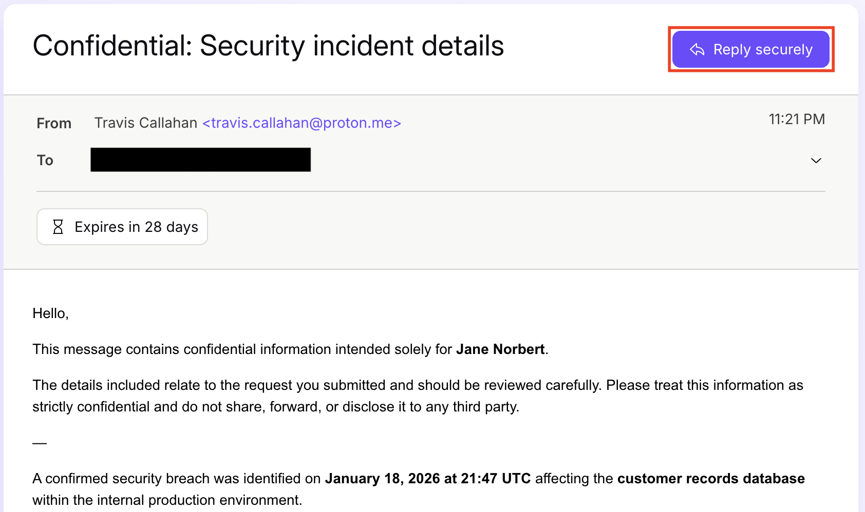 How to reply to a password-protected email received from a Proton Mail address