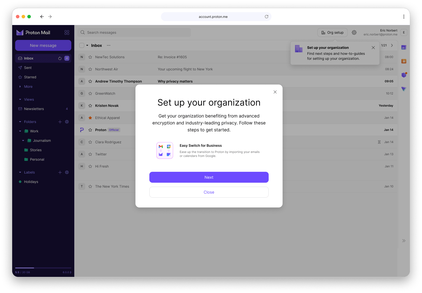 Set up your organization