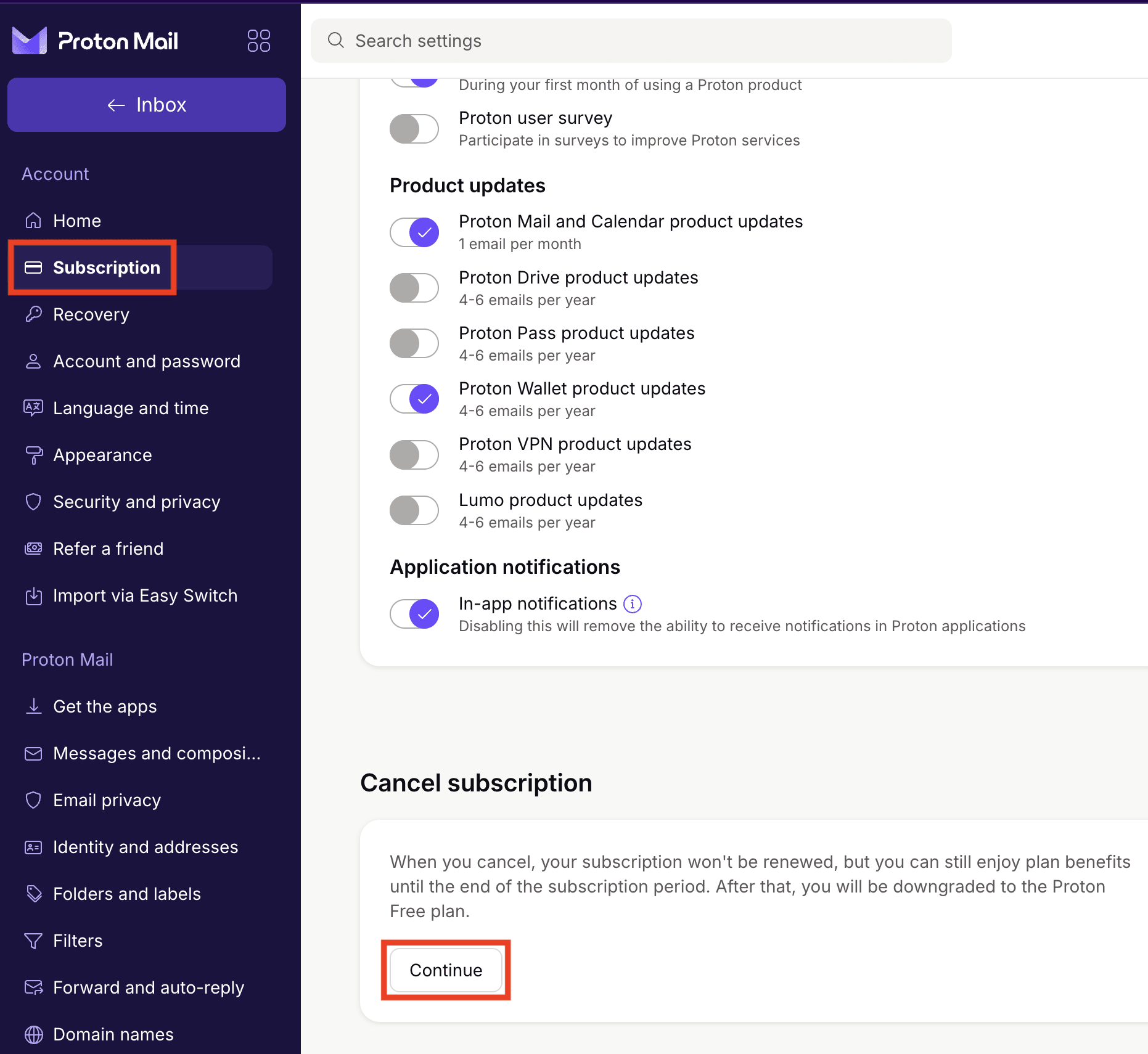 How to cancel your Proton subscription