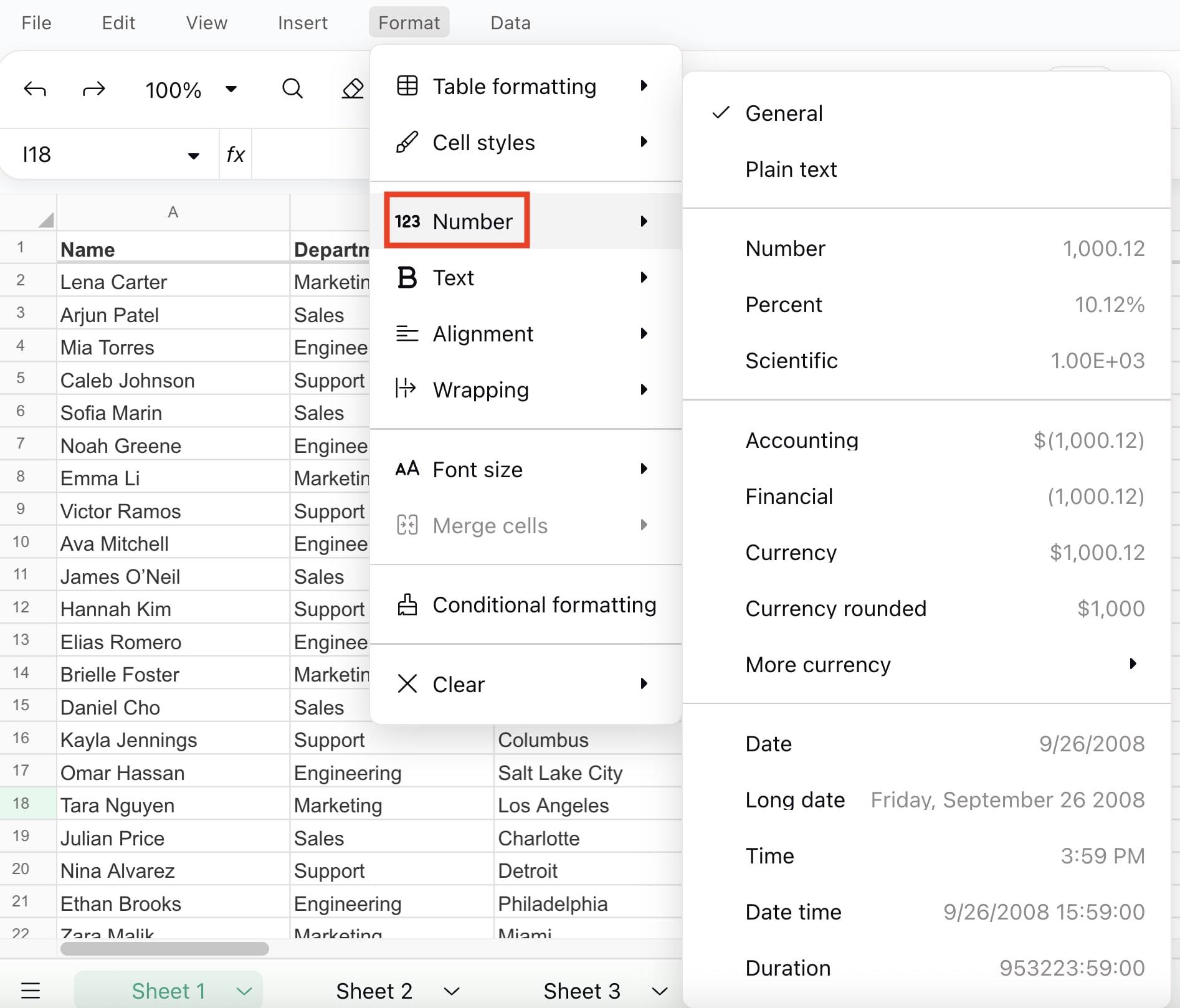 How to format numbers in Proton Sheets