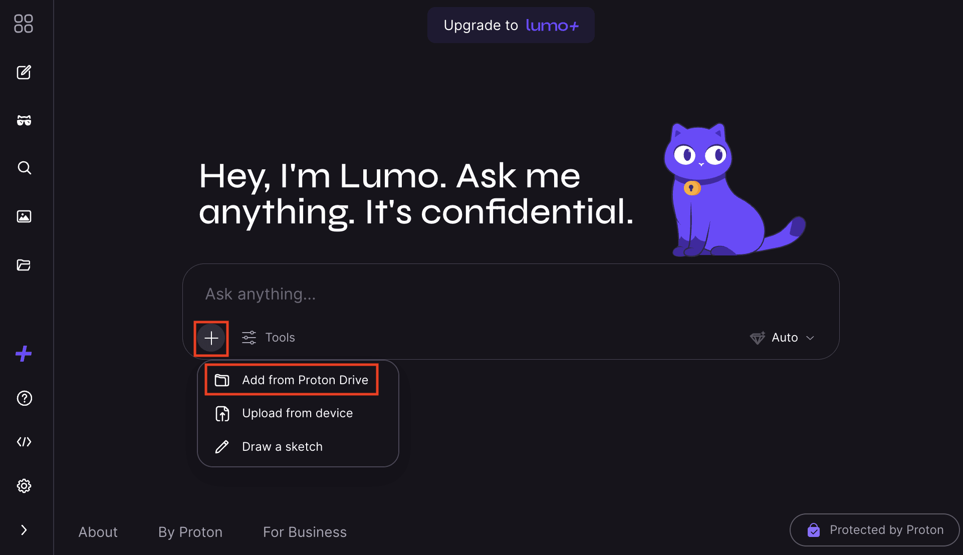 Lumo shows how to add Proton Drive files to chats