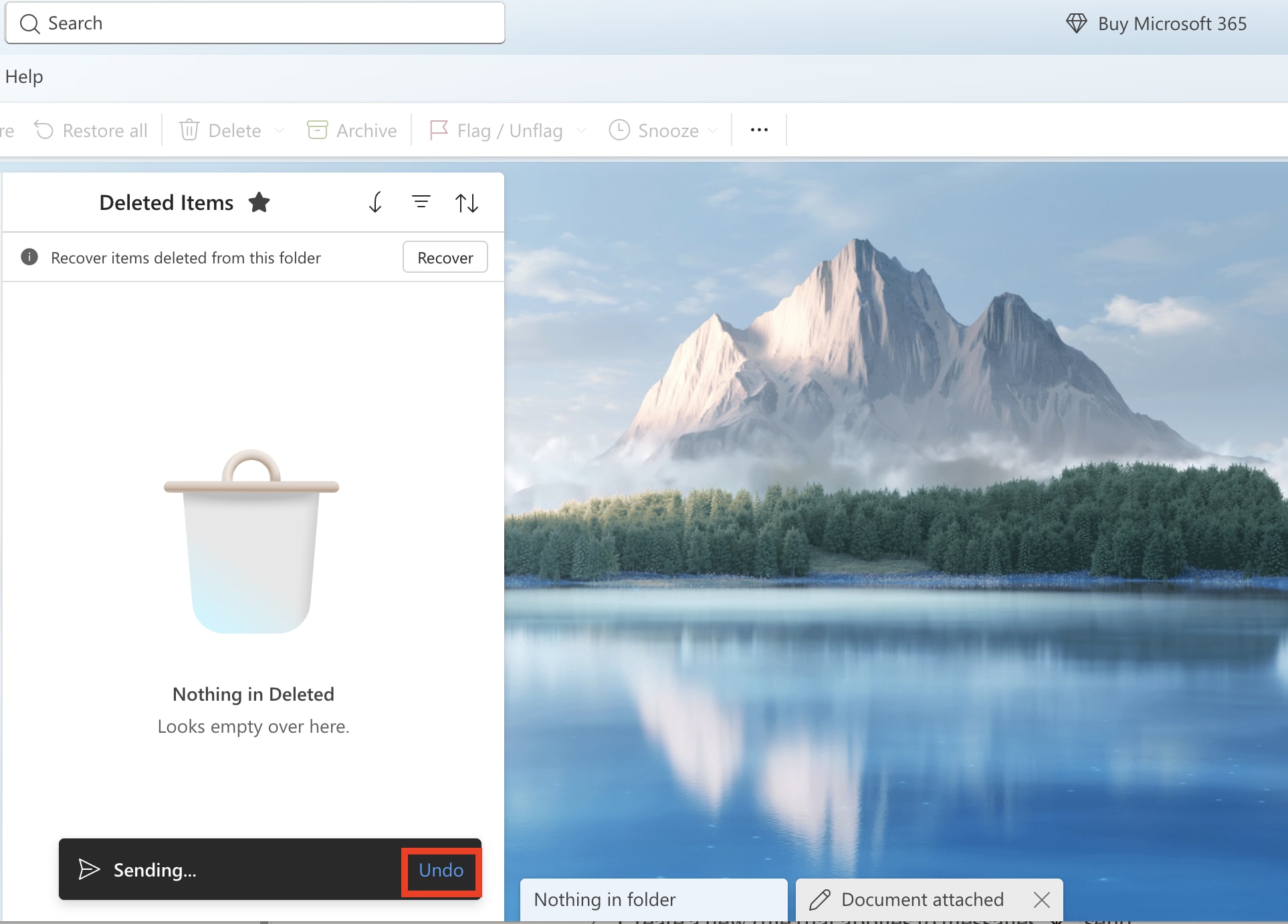Microsoft Outlook Undo send notification