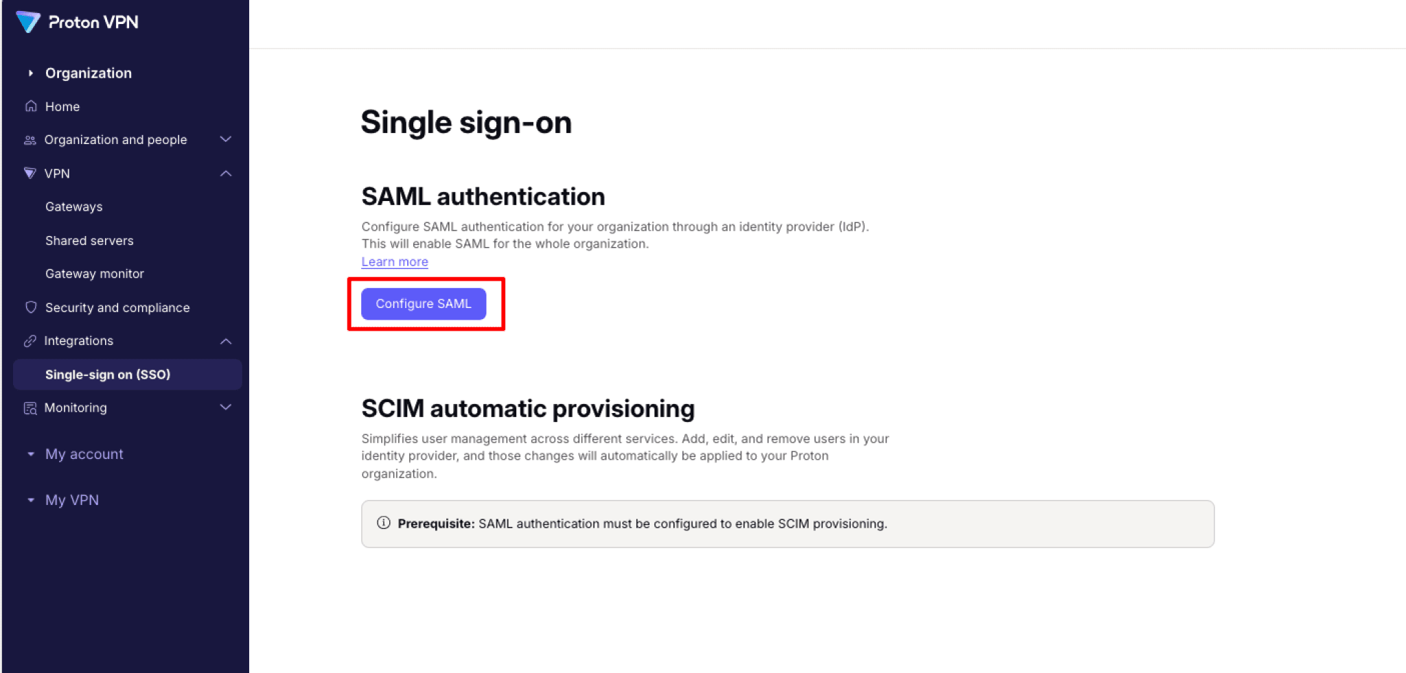 Configure SAML