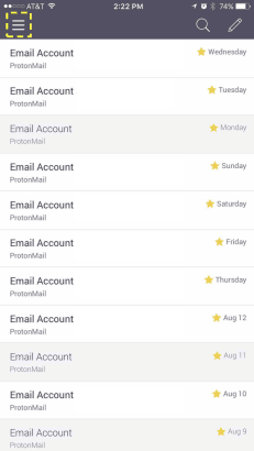 Menu button on the Proton Mail iOS app