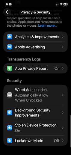 App privacy report