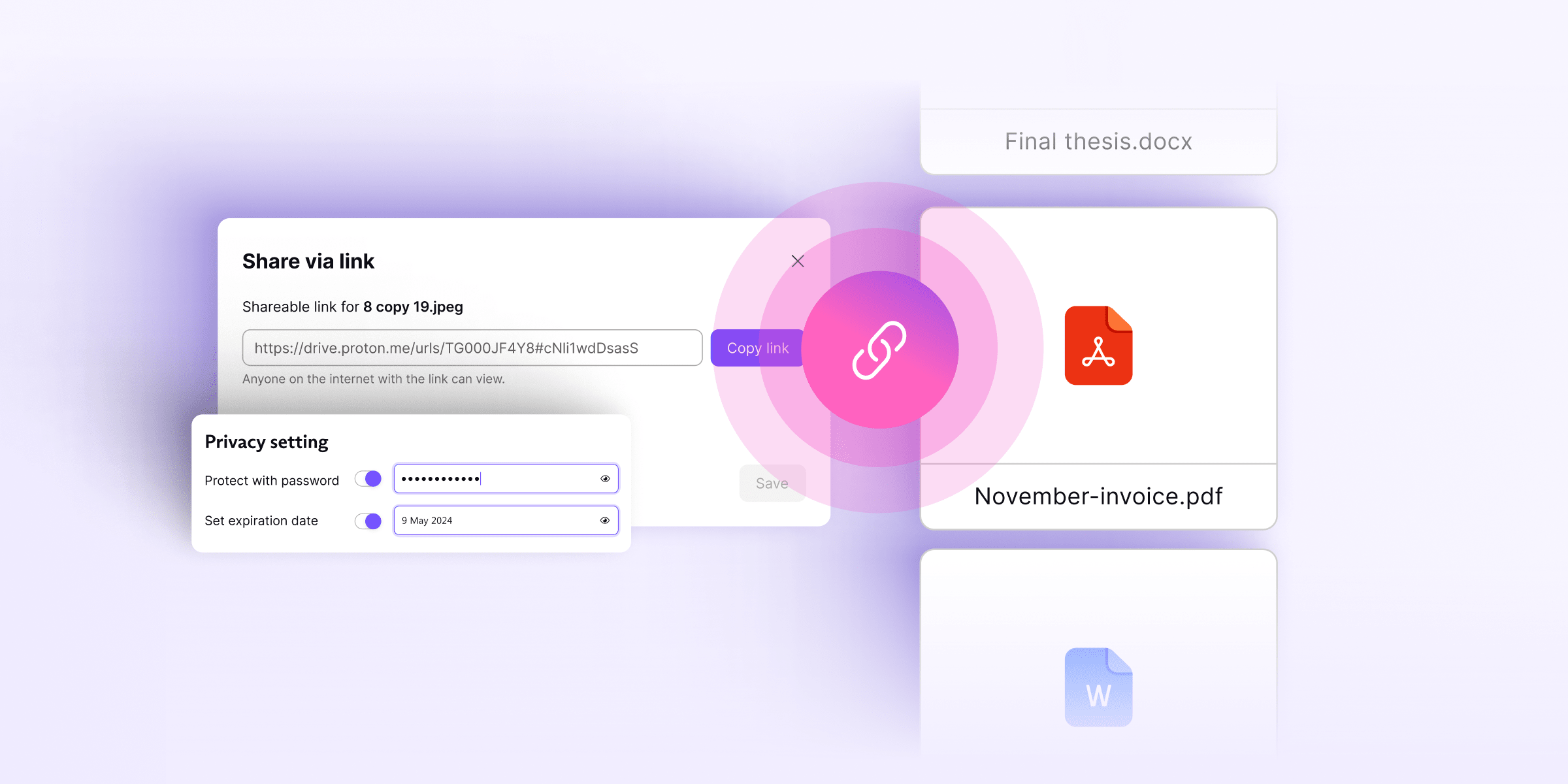 Sicheres Teilen von Links in Proton Drive for Business