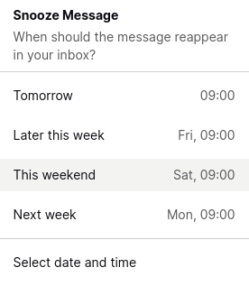 Select a Snooze message