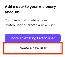 Create a new user button