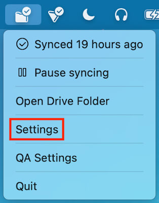 The settings button for Proton Drive