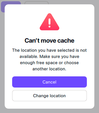 Can't move cache error