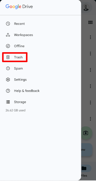 Trashing Google Drive files on Android