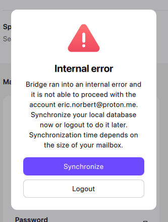 The Internal error warning