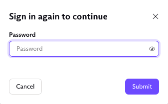 Field to enter your password to continue