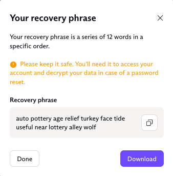 Your recovery phrase