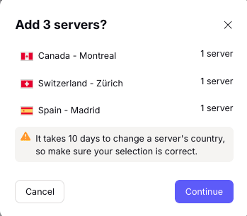 Select the servers you'd like to add