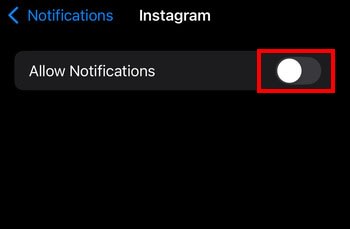 An iPhone highlights the "Allow notifications" setting for the Instagram app