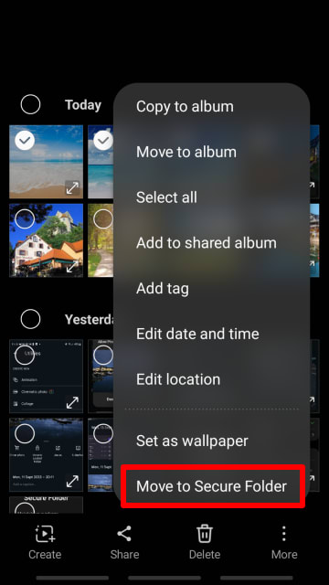 Move your photos or videos to Secure Folder