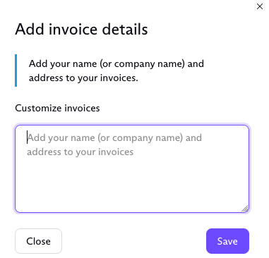 Box to add details to your invoice