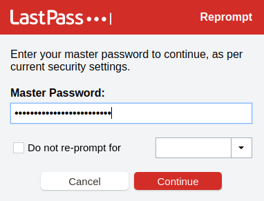 Enter your LastPass master password