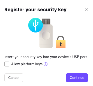 Register your security key.