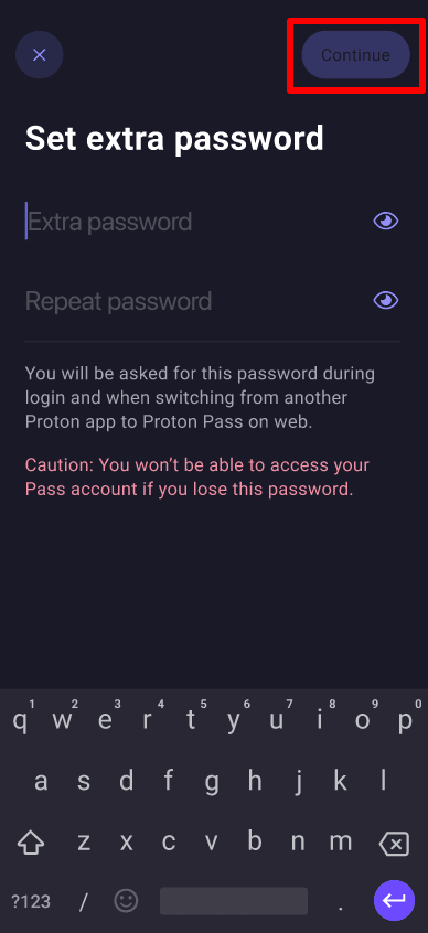 Create your extra password