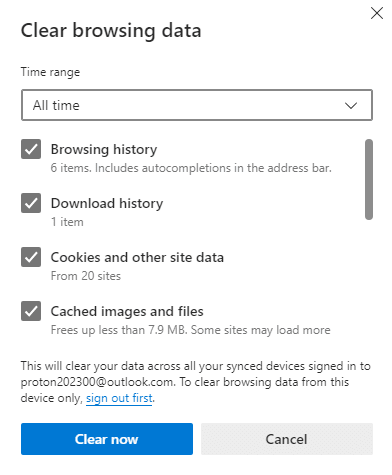 Delete Edge history on the desktop