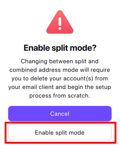 Enable split addresses mode 2