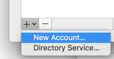 Click + to add a new account