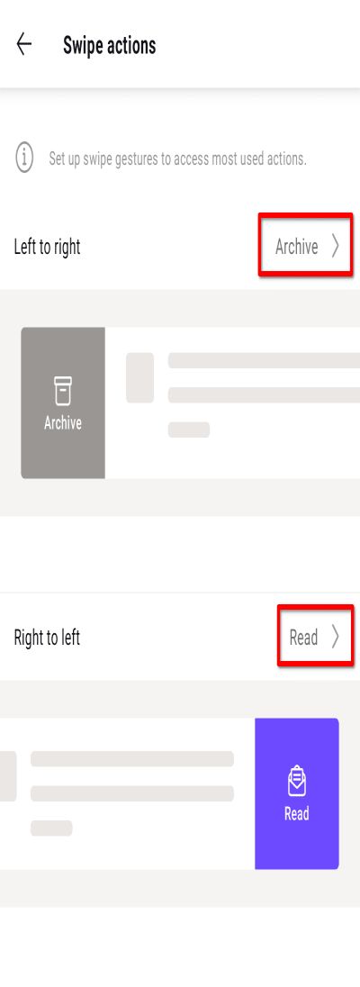 Select which swipe gesture to change