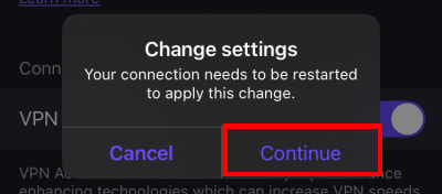 Reconnect for the change to take effect