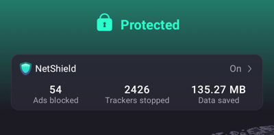 Image showing NetShield stats